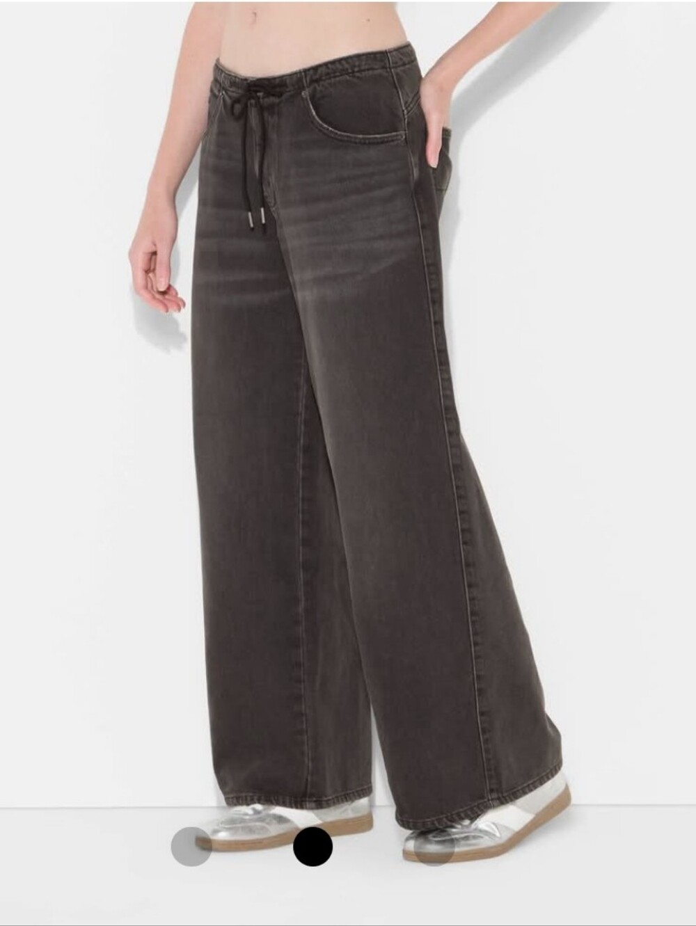 Wild Fable Low Rise Loose Jeans Womens Large Black Wide Leg Drawstring Denim